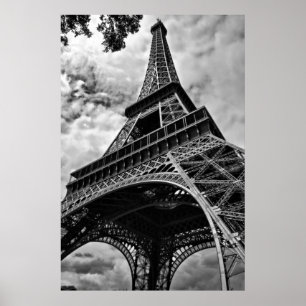 Black White Eiffel Torn Kärlek Paris Europe Travel Poster