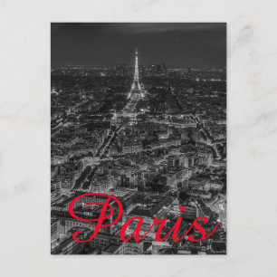 Black White Eiffel Torn Paris City Fransk Travel Vykort