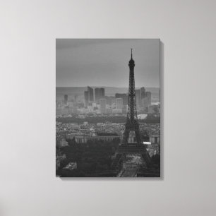 Black & White Eiffel Torn Paris City Panorama Canvastryck