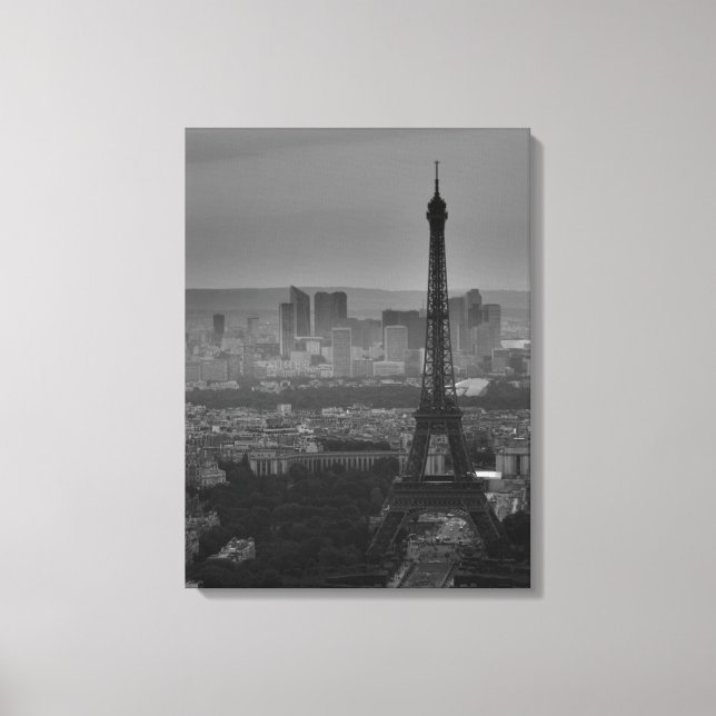 Black & White Eiffel Torn Paris City Panorama Canvastryck (Framsida)