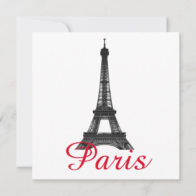 Black White Eiffel Torn Paris City Travel Card (Framsida)