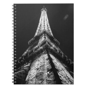 Black White Eiffel Torn Paris Europe Travel Anteckningsbok