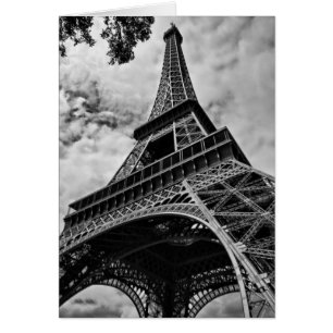 Black White Eiffel Torn Paris Europe Travel Hälsningskort