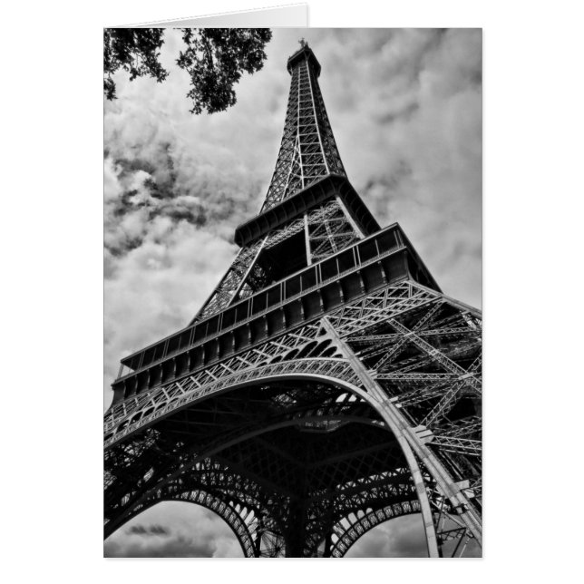 Black White Eiffel Torn Paris Europe Travel Hälsningskort (Framsidan)