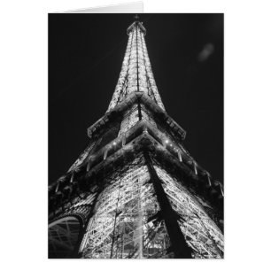 Black White Eiffel Torn Paris Europe Travel Hälsningskort