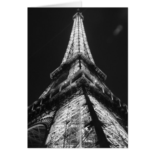 Black White Eiffel Torn Paris Europe Travel Hälsningskort (Framsidan)