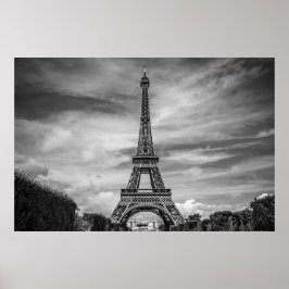 Black White Eiffel Torn Paris Europe Travel Poster