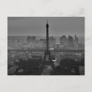 Black White Eiffel Torn Paris Europe Travel Vykort