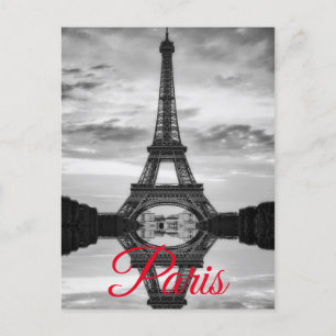 Black White Eiffel Torn Paris European Travel Helg Vykort