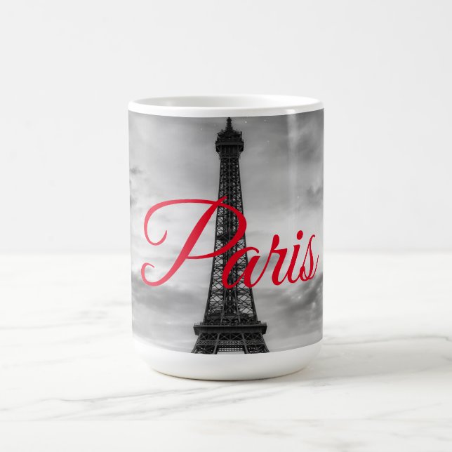 Black White Eiffel Torn Paris European Travel Kaffemugg (Center)