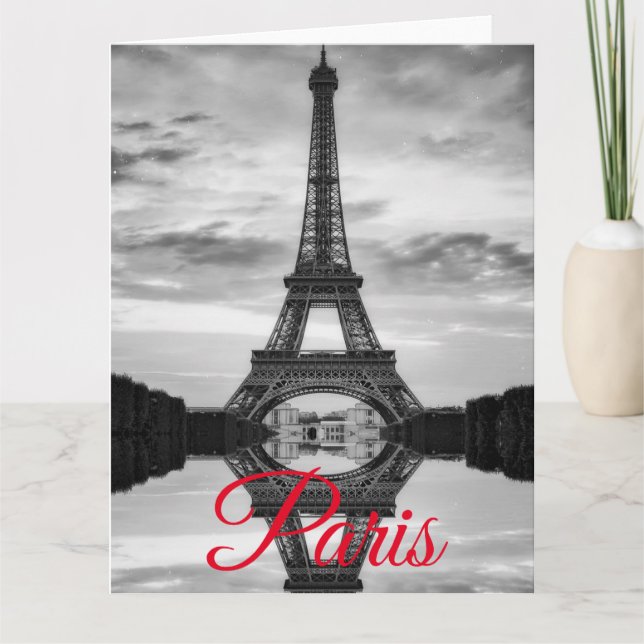 Black White Eiffel Torn Paris European Travel Kort (Framsida)