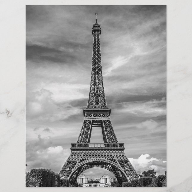 Black & White Eiffel Torn Paris Frankrike (Framsida)