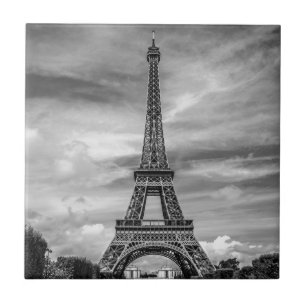 Black & White Eiffel Torn Paris Frankrike Kakelplatta