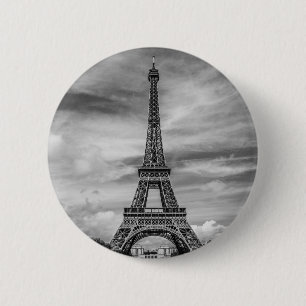 Black & White Eiffel Torn Paris Frankrike Knapp
