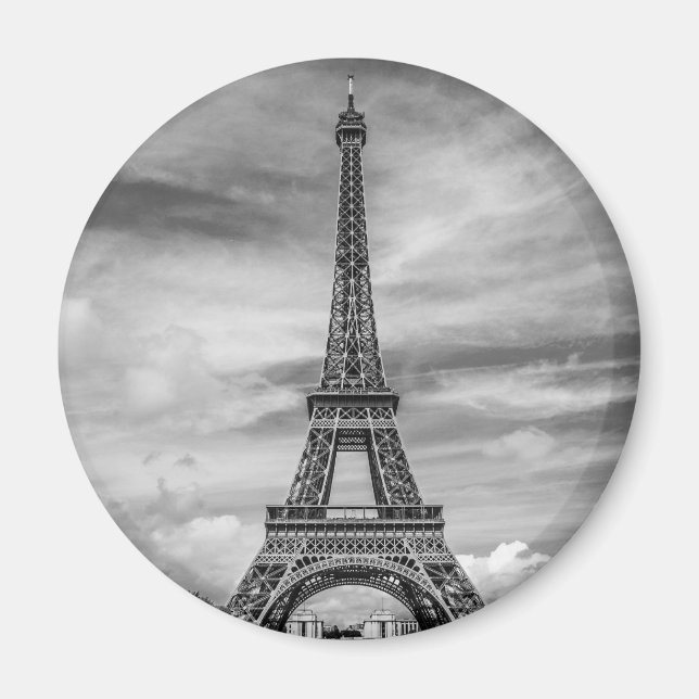 Black & White Eiffel Torn Paris Frankrike Magnet (Framsidan)