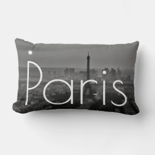 Black White Eiffel Torn Paris Frankrike Travel Lumbarkudde