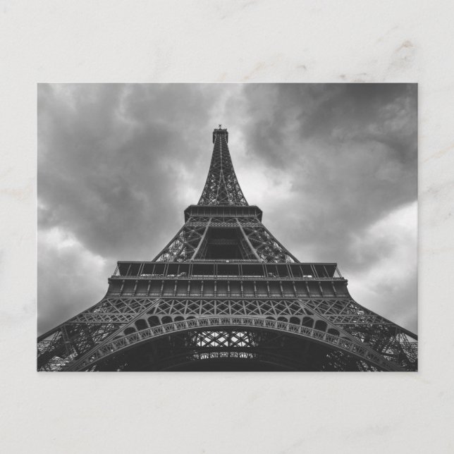 Black & White Eiffel Torn Paris Fransk Travel Vykort (Framsida)