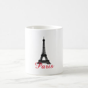 Black White Eiffel Torn Paris Kärlek City Travel Kaffemugg