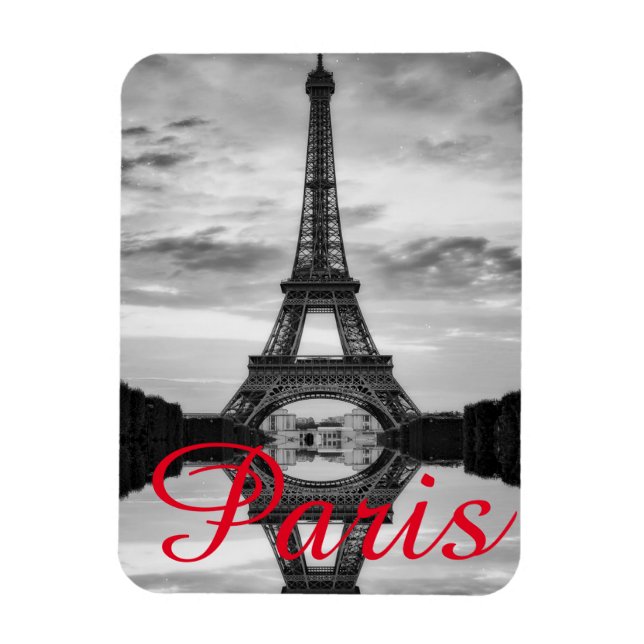 Black White Eiffel Torn Paris Kärlek City Travel Magnet (Vertikal)