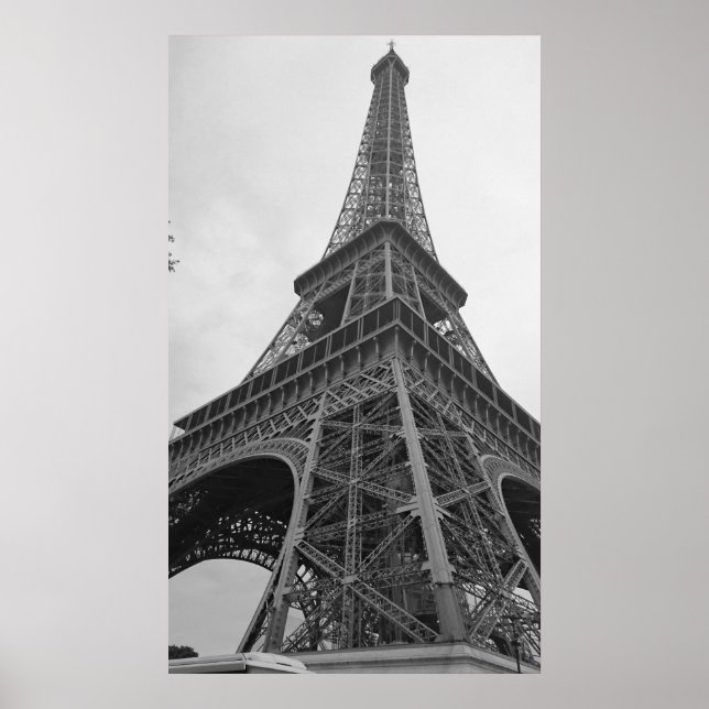 Black White Eiffel Torn Paris Poster (Framsidan)