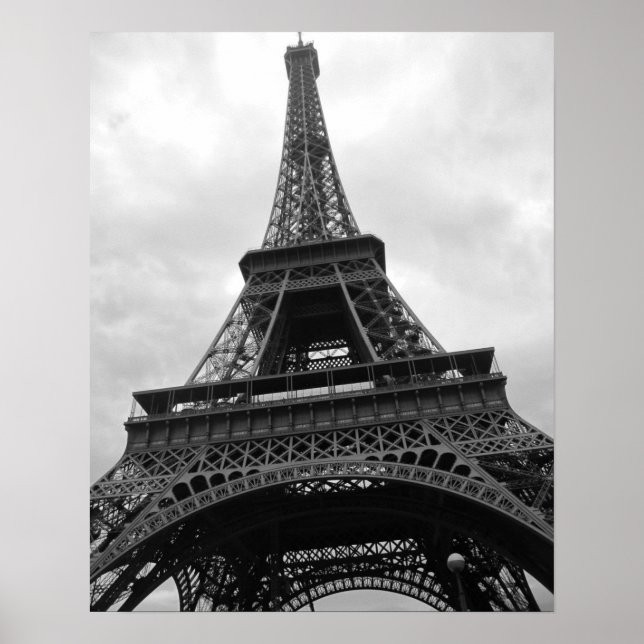 Black & White Eiffel Torn Paris Poster (Framsidan)