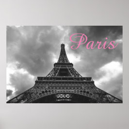 Black White Eiffel Torn Paris Romantic Kärlek City Poster