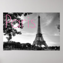 Black White Eiffel Torn Paris Romantic Kärlek City Poster