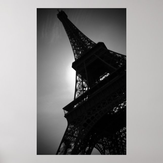 Black White Eiffel Torn Silhouette i Paris Poster (Framsidan)