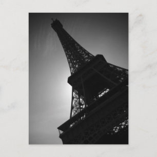 Black White Eiffel Torn Silhouette i Paris Vykort