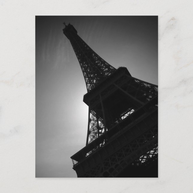 Black White Eiffel Torn Silhouette i Paris Vykort (Framsida)
