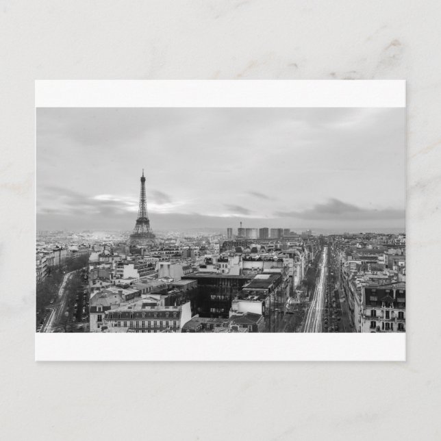Black&White: Eiffel Tower, Paris, France Vykort (Framsida)
