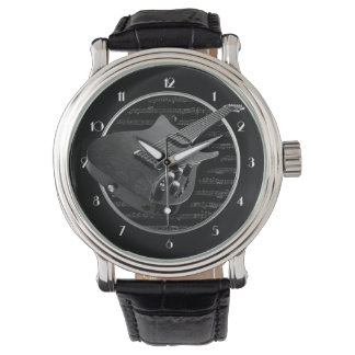 Black & White Electric Guitar Wrist Watch Armbandsur