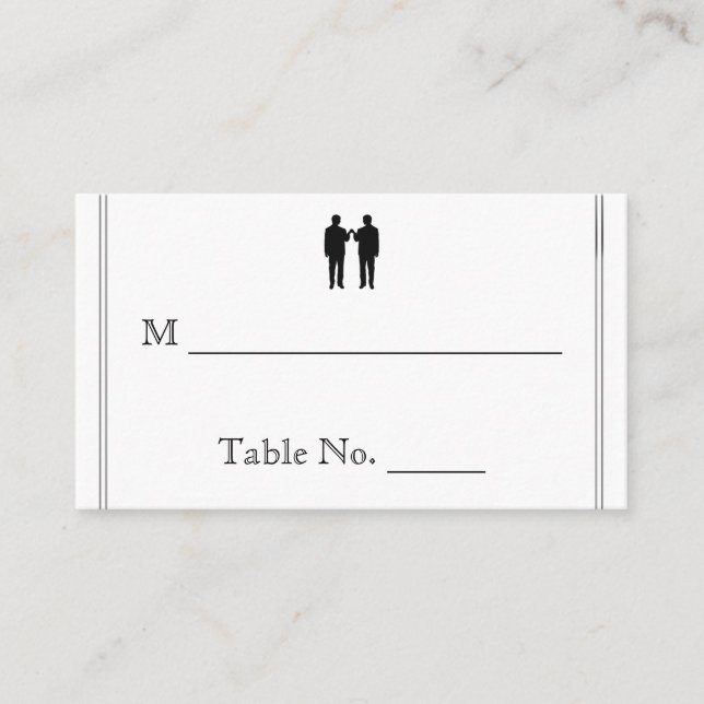 Black White Elegance Groom Bröllop Place Cards Placeringskort (Framsida)