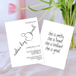 Black White Elegant Calligraphy Mors dag Brunch Inbjudningar