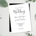 Black White Elegant Classic Modern Minimal Bröllop Inbjudningar<br><div class="desc">Det här designade och fantastiska kortet för inbjudan till bröllop har en elegant, modern och minimal typografisk utformning med ett svart och vitt tema. Redo för dig att anpassa dig med information om din speciella dag. Bläddra i Black White Minimal Elegant bröllop Suite om du vill söka efter matchande kontorsartiklar....</div>