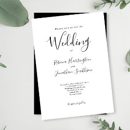 Black White Elegant Classic Modern Minimal Bröllop Inbjudningar