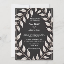 Black & White Elegant Flower Wedding Invitation Inbjudningar