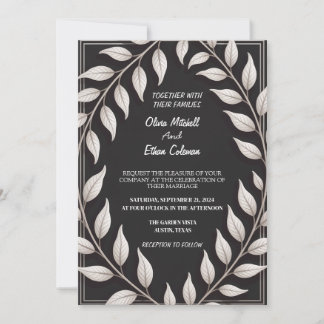 Black & White Elegant Flower Wedding Invitation Inbjudningar