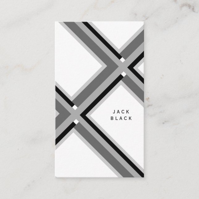 Black white elegant geometric pattern art deco visitkort (Framsida)