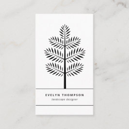 Black White Elegant Landscaping Botanical Gren Visitkort