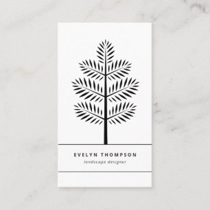 Black White Elegant Landscaping Botanical Gren Visitkort