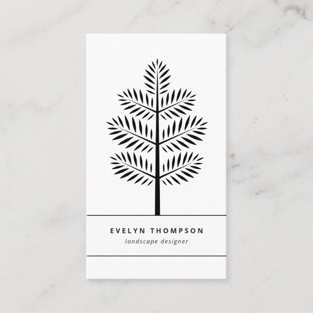 Black White Elegant Landscaping Botanical Gren Visitkort (Framsida)