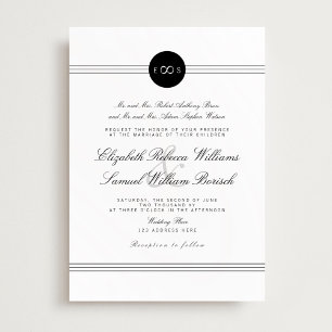 Black White Elegant Monogram Infinity Bröllop Inbjudningar