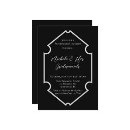 Black & White Elegant Simple Bridesmaids Luncheon Inbjudningar