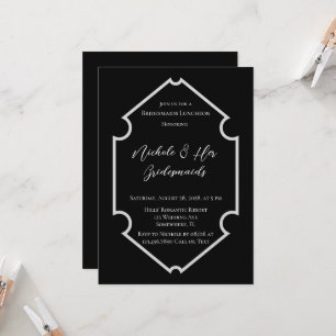 Black & White Elegant Simple Bridesmaids Luncheon Inbjudningar