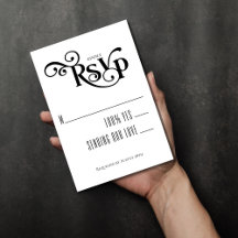 Black White Elegant Typography Bröllop