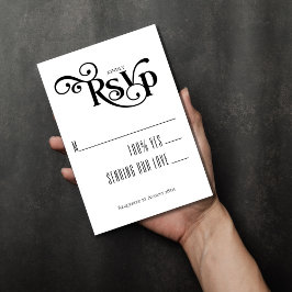 Black White Elegant Typography Bröllop OSA Kort