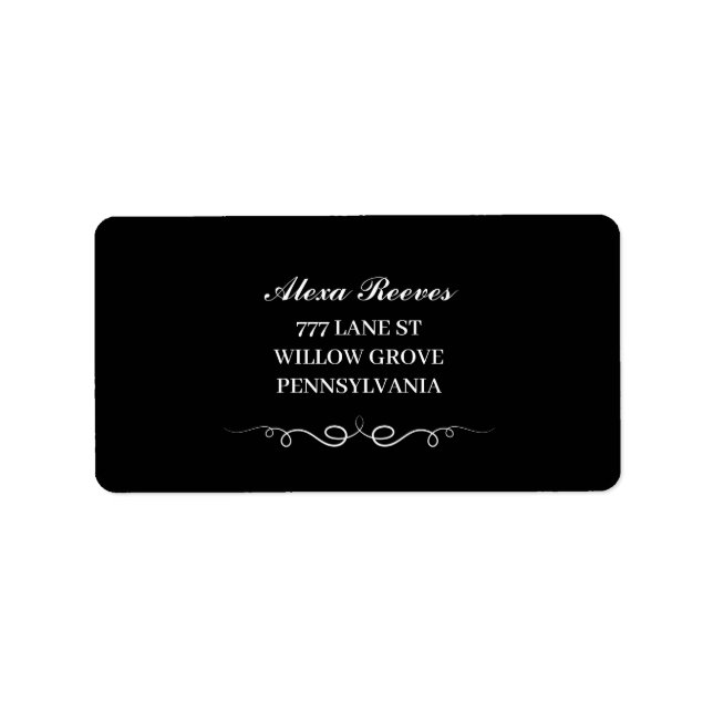 Black & White Elegant Wedding Return address Adressetikett (Framsidan)