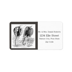 Black & White Elephant Bröllop-etikett Adressetikett