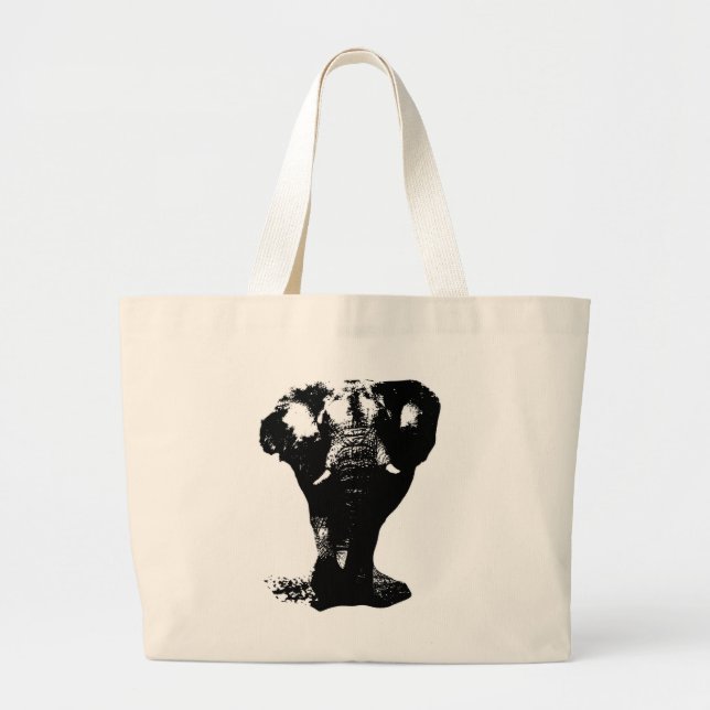 Black & White Elephant Pop Art Jumbo Tygkasse (Framsidan)
